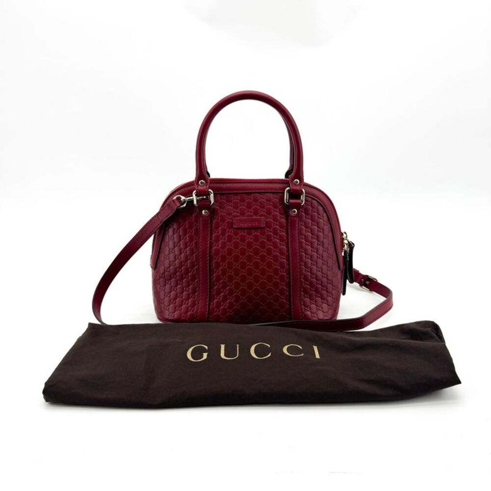 Gucci Convertible Dome Satchel Guccissima Leather Burgundy Leather Handbag